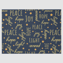 Moderne Navy & Goud Kerst Script Decoupage Tissuepapier