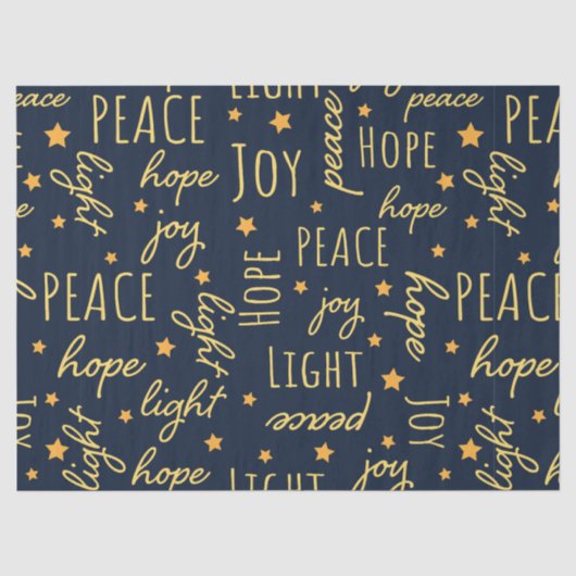 Moderne Navy & Goud Kerst Script Decoupage Tissuepapier (Voorkant)