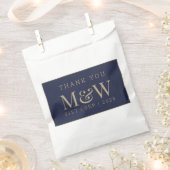 Moderne Navy Goud Monogram Trouw Dank Je Bedankzakje (Geknipt)