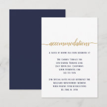 Moderne Navy Goud Schrift Huwelijksaccommodaties