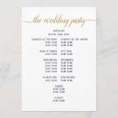 Moderne Navy Goud Schrift Minimale Trouwceremonie Programmakaart (Achterkant)