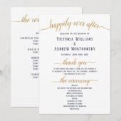 Moderne Navy Goud Schrift Minimale Trouwceremonie Programmakaart (Voorkant / Achterkant)