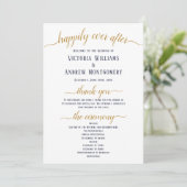 Moderne Navy Goud Schrift Minimale Trouwceremonie Programmakaart (Staand voorkant)