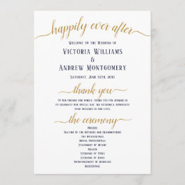 Moderne Navy Goud Schrift Minimale Trouwceremonie Programmakaart