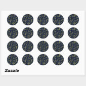 Moderne Navy & Gouden Vrolijke Kerst Script Ronde Sticker (Vel)