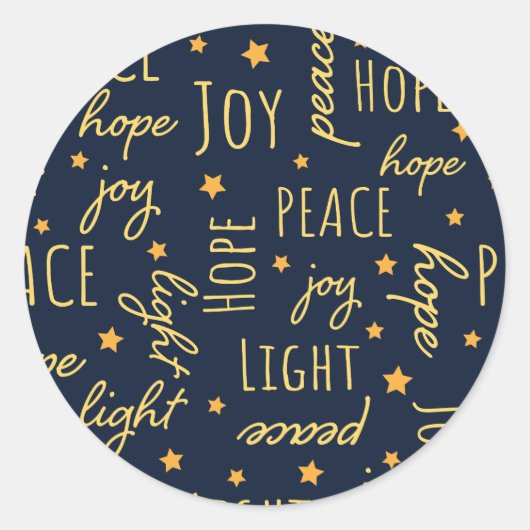 Moderne Navy & Gouden Vrolijke Kerst Script Ronde Sticker (Voorkant)
