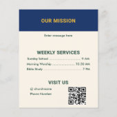 Moderne Navy Gouden Zondagsdienstkerk Flyer (Achterkant)