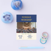 Moderne Navy Gouden Zondagsdienstkerk Flyer (Enkel)