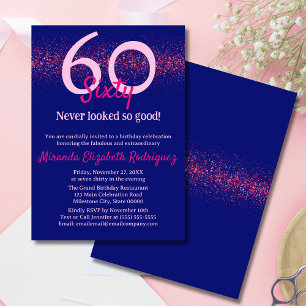 Moderne Navy Hot Roze Glitter Blush Vrouwen Verjaa Kaart