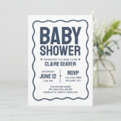Moderne Navy Jongens Baby Shower Kaart (Staand voorkant)