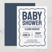 Moderne Navy Jongens Baby Shower Kaart (Voorkant / Achterkant)