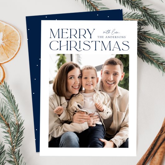 Moderne Navy Kerstmis Foto Feestdagenkaart