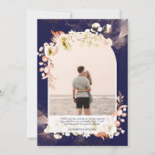 Moderne Navy Koraal Bloem Foto DANK JE WEL Bedankkaart (Voorkant)