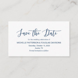 Moderne Navy minimalism font Wedding Save the date Informatiekaartje
