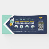 Moderne Navy Mint Pickleball Club Coachlessen Spandoek (Horizontaal)