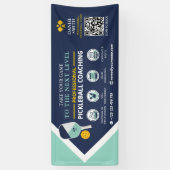 Moderne Navy Mint Pickleball Club Coachlessen Spandoek (Verticaal)