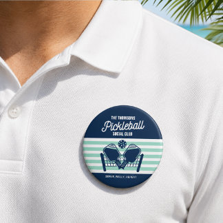 Moderne Navy Mint Pickleball Sportteam Clubnaam Ronde Button 7,6 Cm