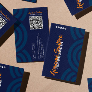 Moderne Navy & Oranje Professionele QR Zakelijke K Visitekaartje