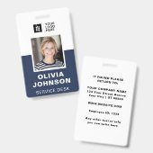 Moderne Navy Personeelsfoto ID-badge Badge (Voor- en achterkant)