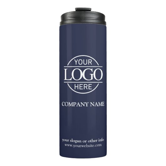 Moderne Navy Promotionele Bedrijf Business Logo Thermosbeker (Voorkant)