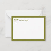 Moderne Navy Rand Monogram Notitiekaartje (Voorkant)