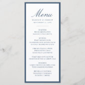 Moderne Navy Rand Trouwdag Menu (Voorkant)