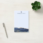 Moderne Navy Sky Blue Gouden Agaat Marmer Monogram Post-it® Notes (Kantoor)