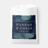 Moderne Navy Smaragd Abstract Waterverf Bedankzakje (Voorkant)