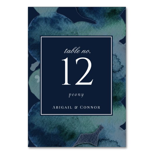 Moderne Navy Smaragd Abstracte Aquarel Kaart (Voorkant)