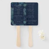 Moderne Navy Smaragd Abstracte Aquarel Uitnodiging Handwaaier (Voorkant en achterkant)