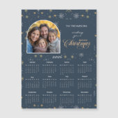 Moderne Navy Snowflake Foto 2026 Kalender Kaart (Voorkant)