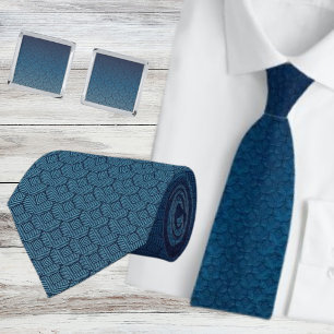 Moderne Navy Teal Geometrische Ombre Stropdas