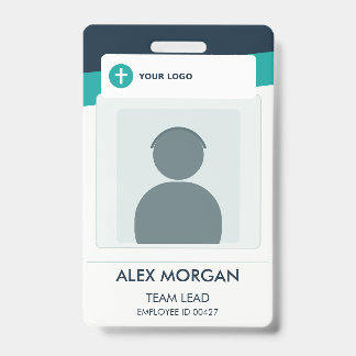 Moderne Navy Teal Personeelsfoto ID-badge Badge