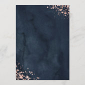 Moderne Navy Waterverf Roze Gouden Diamanten Trouw Kaart (Achterkant)
