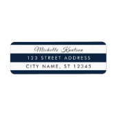 Moderne Navy & White Stripes Adresetiketten Etiket (Voorkant)