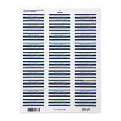 Moderne Navy & White Stripes Adresetiketten Etiket (Full Sheet)