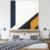 Moderne Navy Wit Gouden Geometrische Laag Canvas Afdruk (Insitu (Slaapkamer))
