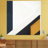 Moderne Navy Wit Gouden Geometrische Laag Canvas Afdruk (Insitu (Woonkamer))