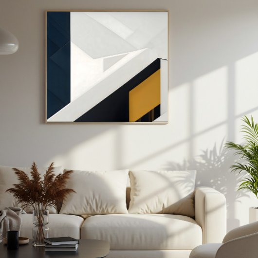 Moderne Navy Wit Gouden Geometrische Laag Poster