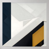 Moderne Navy Wit Gouden Geometrische Laag Poster (Voorkant)