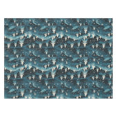 Moderne Navy Witte Kerstbomen Donkere Nacht Tafelkleed (Voorkant (Horizontaal))