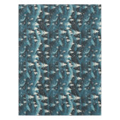 Moderne Navy Witte Kerstbomen Donkere Nacht Tafelkleed (Voorkant)