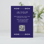 Moderne Navy & Witte RSVP Kaart (Staand voorkant)