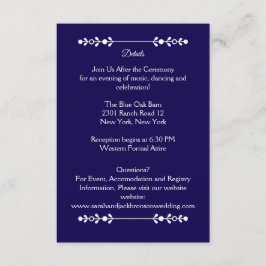 Moderne Navy & Witte Trouwdetails Kaart