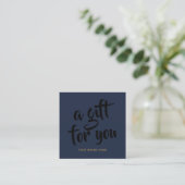 Moderne navyblauwe script couponkortingkaart kortingskaartje (Staand voorkant)