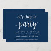 Moderne Navyblauwe script, Trouwvluchthuwelijksuit Kaart (Voorkant / Achterkant)