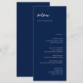 Moderne Navyblauwe Trouw Menu Kaarten (Voorkant / Achterkant)
