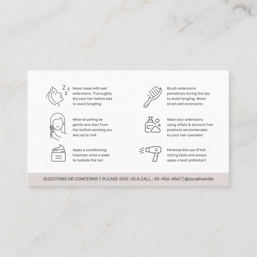 Moderne nazorginstructies visitekaartje (Achterkant)