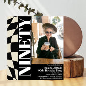 Moderne negentig zwart 90e verjaardag partij foto kaart