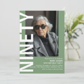 Moderne negentigste foto 90ste verjaardagsfeestje kaart (Staand voorkant)